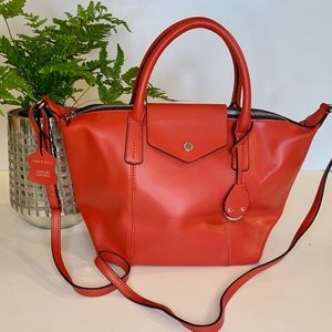 EMMA & SOPHIA Leather Red Tote Crossbody Bag